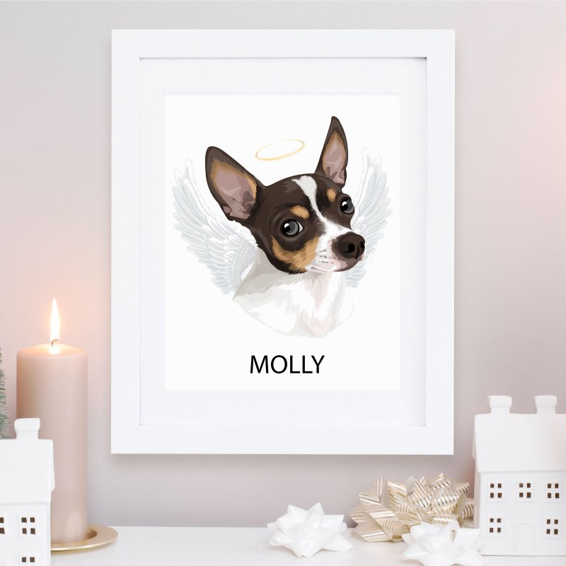 Memorial pet portrait. Pet loss gift. Cat and dog portrait. Printable portrait. - 電子似顏繪/繪畫/插畫 - 其他材質 