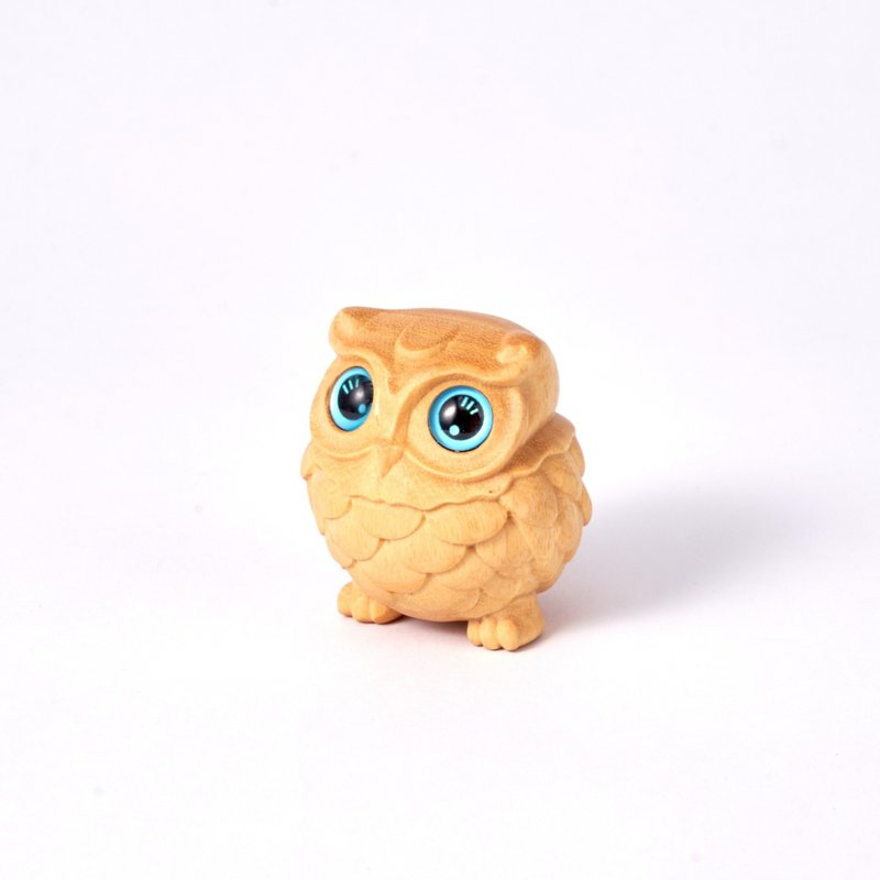 Owen 小貓頭鷹木雕 - 擺飾/家飾品 - 木頭 咖啡色