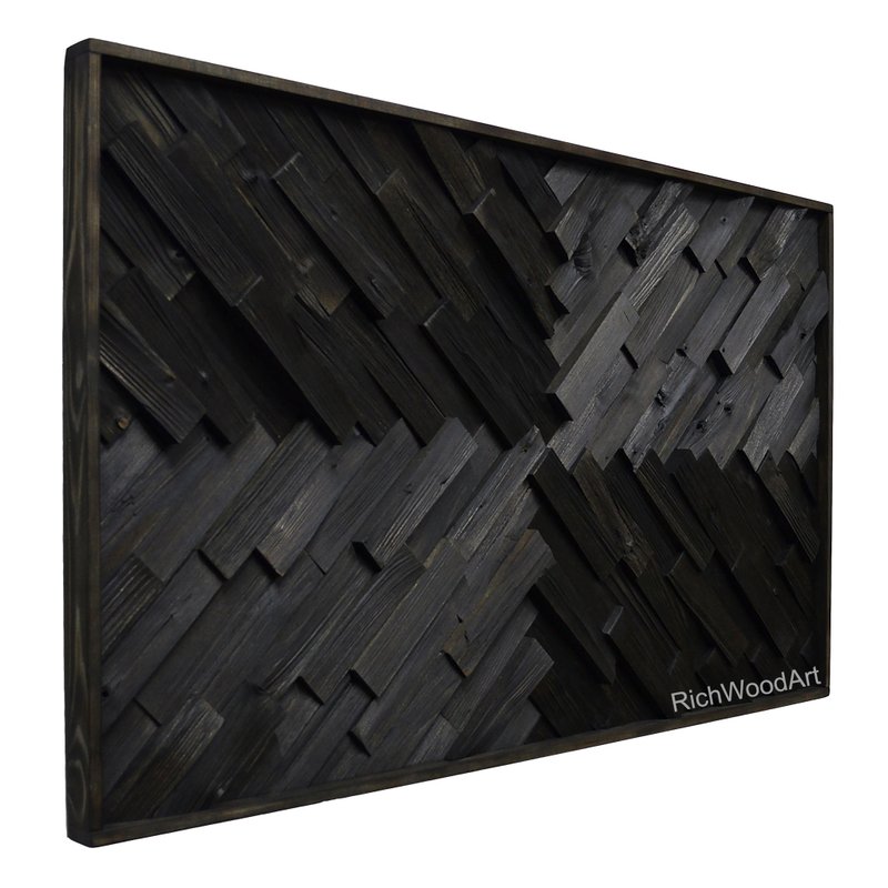 Black Velvet - total black modern wood wall art - Wall Décor - Wood Black