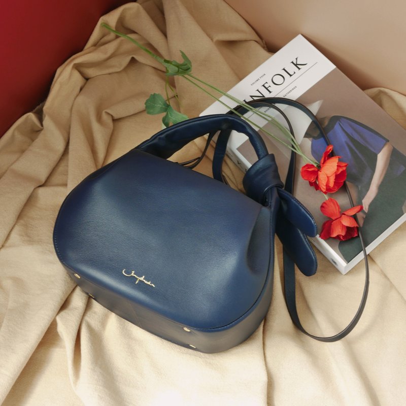 Jaychewin Garrett Handbag 泰國包 - Navy Blue Lambskin 小羊皮 - 手提包/手提袋 - 真皮 藍色