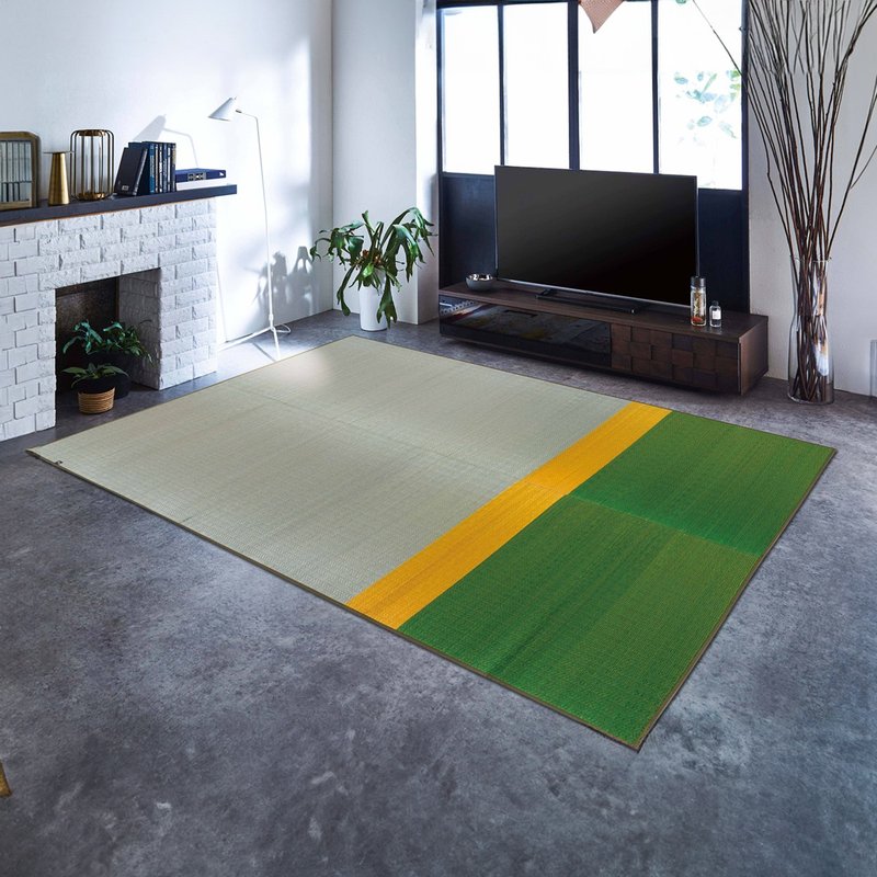 【天然素材】藺草地毯BiColor 幾何色塊摩登風格 清爽透氣 日本製 - 地墊/地毯 - 植物．花 