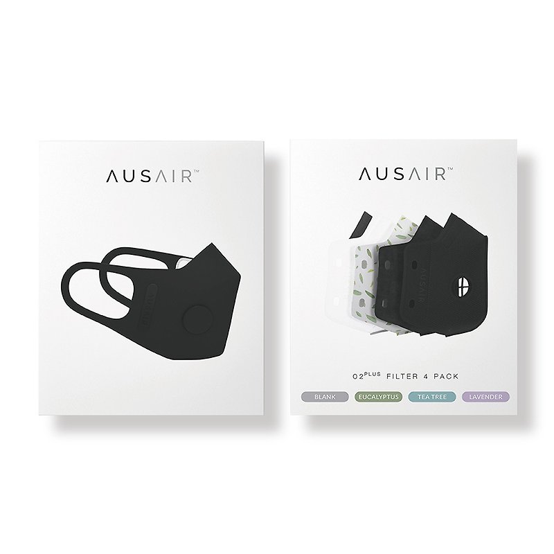 Value Combination - Australia AusAir Clean Air Ultra Protective Mask + Fragrance Filter Set - หน้ากาก - ไนลอน สีดำ