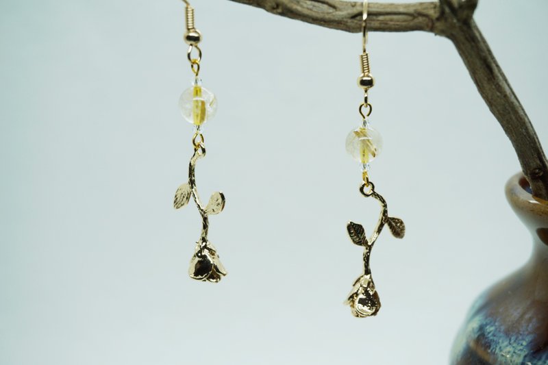 飛機耳 / 原創耳飾 /【守護】/ 鈦晶 / 施華洛世奇水晶元素 - 耳環/耳夾/耳骨夾 - 水晶 金色