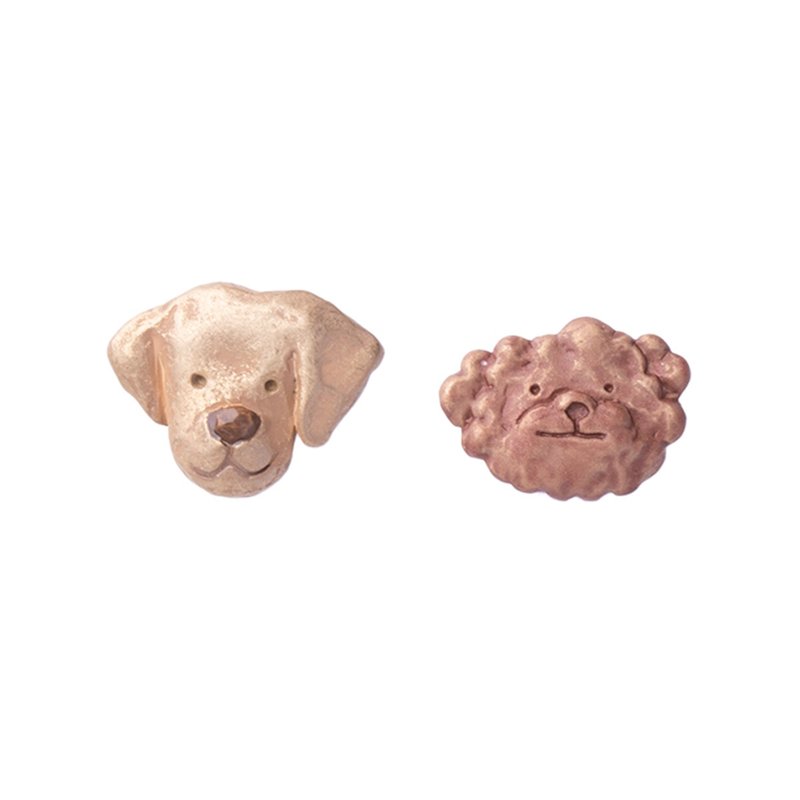 ラブとトイプーピアス Labrador and Toy Poodle PA597 - 耳環/耳夾/耳骨夾 - 其他金屬 卡其色
