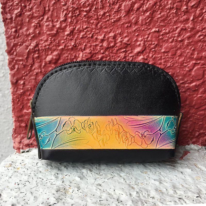Fixed purse / small / orchid - Coin Purses - Genuine Leather Black