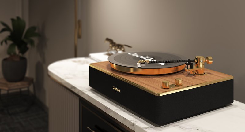 CoolGeek Turntable (Walnut / Carbon Grey ) - Speakers - Other Materials 