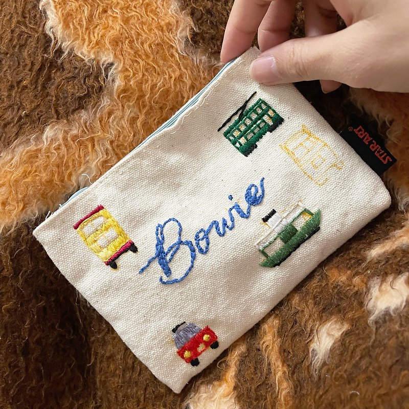 Embroidered pouch【Hong Kong transportation】| Customized service - Toiletry Bags & Pouches - Thread Multicolor