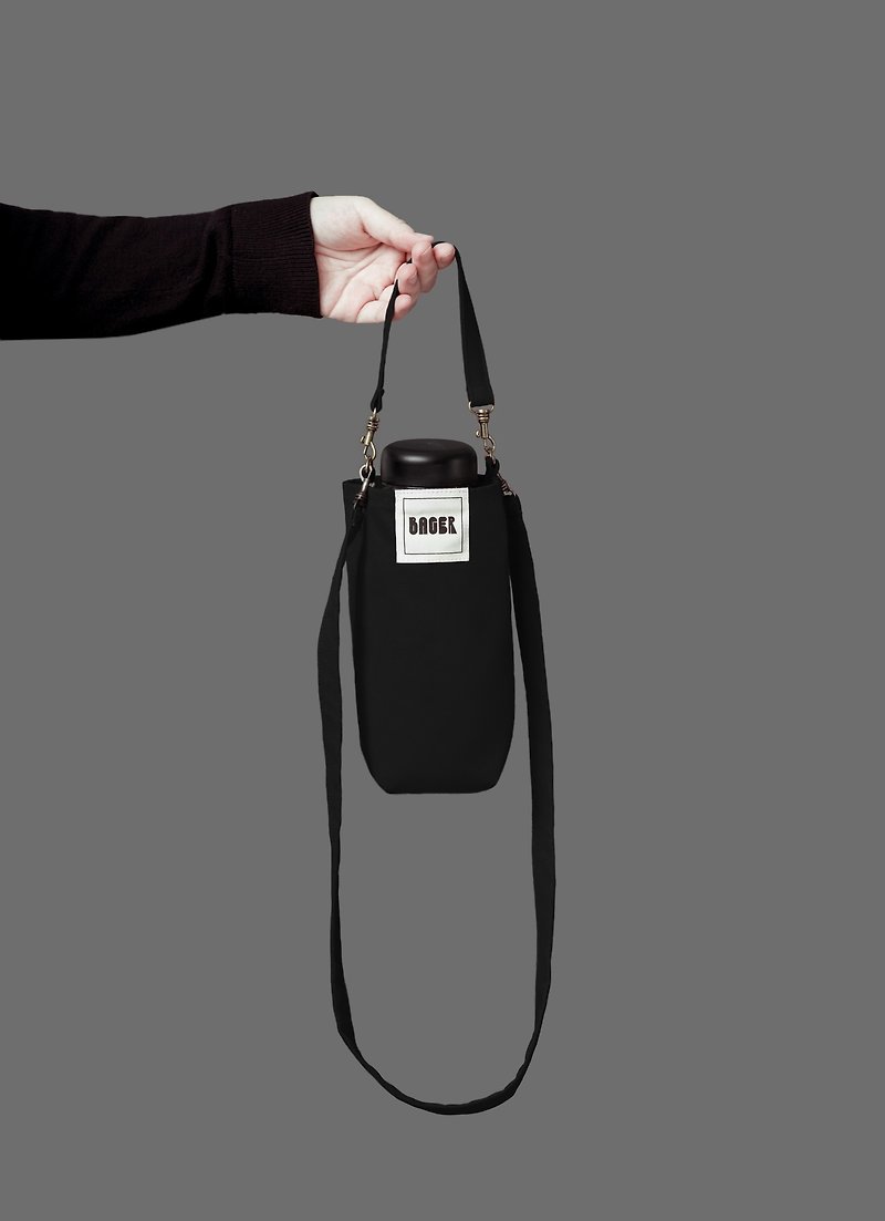 Universal environmentally friendly beverage bag detachable long strap slanted shoulder portable black - Handbags & Totes - Cotton & Hemp Black