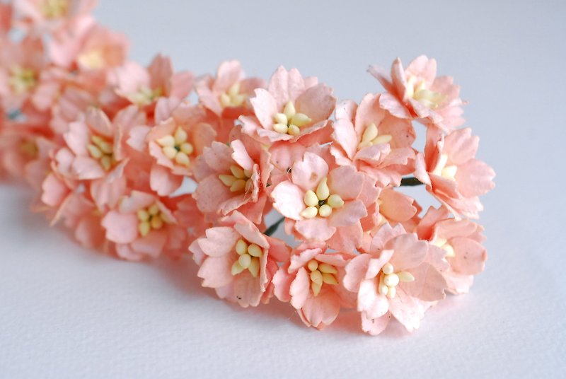 Paper flower, Wedding, 50 pcs. small cherry blossom supplies, 2 cm. peach color. - งานไม้/ไม้ไผ่/ตัดกระดาษ - กระดาษ สึชมพู