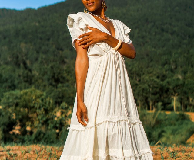 Women Dress, White Dress, Cotton Dress, Long Dress, Summer