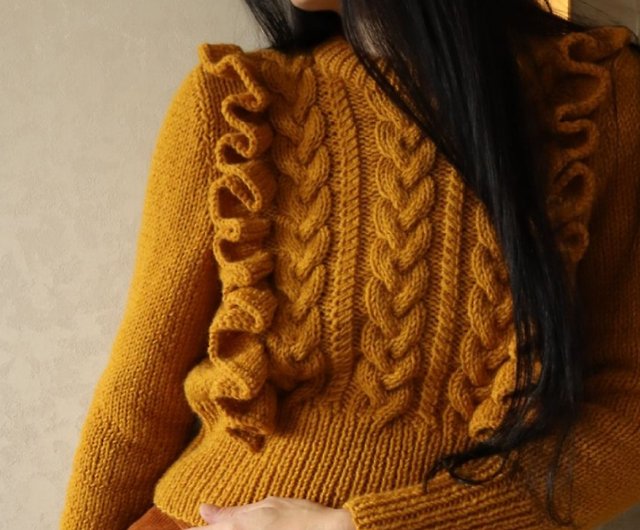 Wool cable sweater Chunky sweater Womens handmade sweater Green sweater -  Shop Scarlet Sails Shop Women's Sweaters - Pinkoi