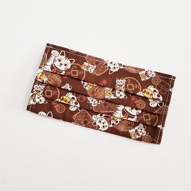 [Lucky cat] Cotton mask cover adult size thin cotton cloth can be shipped abroad within 20 days - Face Masks - Cotton & Hemp Brown