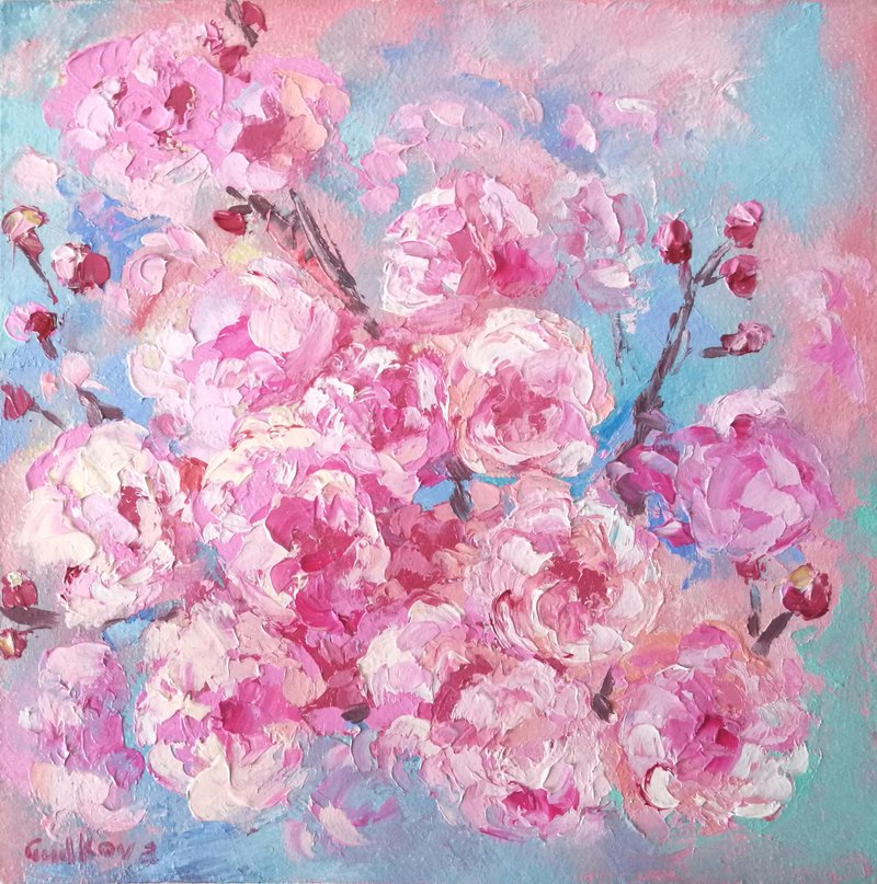 繪畫 \ 花繪畫 \ 原畫 \ 手繪油畫 \ Sakura Painting Cherry Blossom Artwork Pink Art - 海報/掛畫/掛布 - 其他材質 
