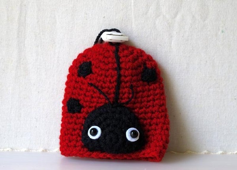 Lovely Wool Ladybug Keychain - ที่ห้อยกุญแจ - วัสดุอื่นๆ สีแดง