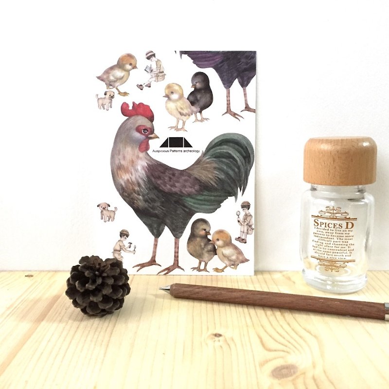 Chicken Illustrated Postcard-Wuzi Dengke Yueran Paper Series - การ์ด/โปสการ์ด - กระดาษ สีนำ้ตาล
