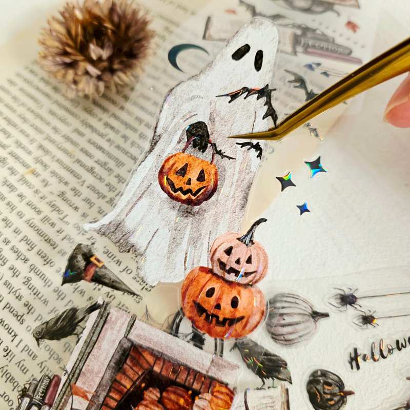 Pre-cut_Halloween Night Iridescent Foil Kiss-Cut Masking Tape 2m - 紙膠帶/和紙/PET - 其他材質 