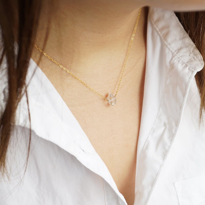 Solo Herkimer Diamond Necklace - 14K Gold Filled - Necklaces - Gemstone Gold