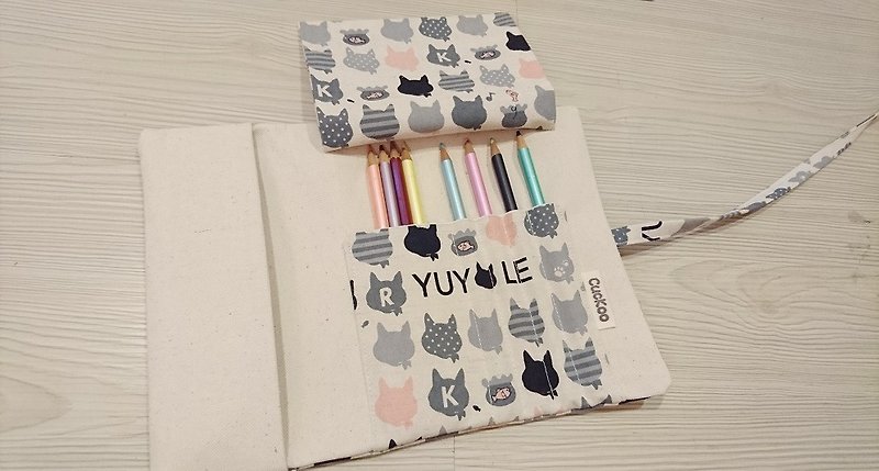 Cotton cloth pouch bags pencil pen brush tool bag personalized cat - Pencil Cases - Cotton & Hemp Multicolor