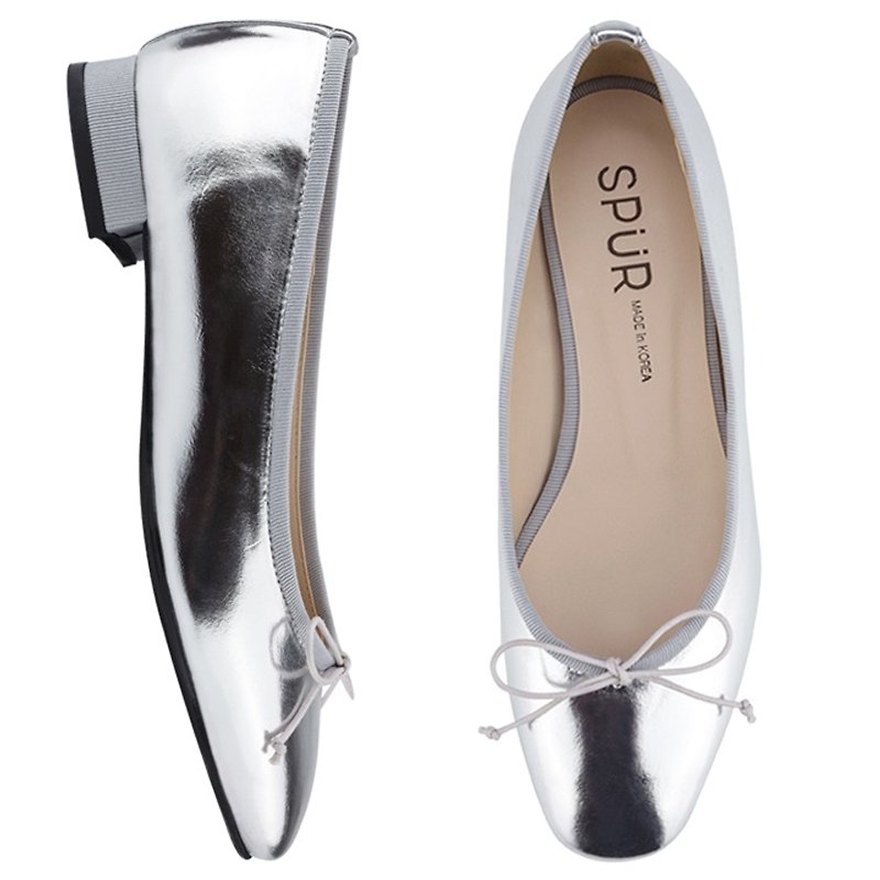 PRE-ORDER – SPUR SQUARISH FLAT LS9041 SILVER - รองเท้าลำลองผู้หญิง - หนังแท้ 