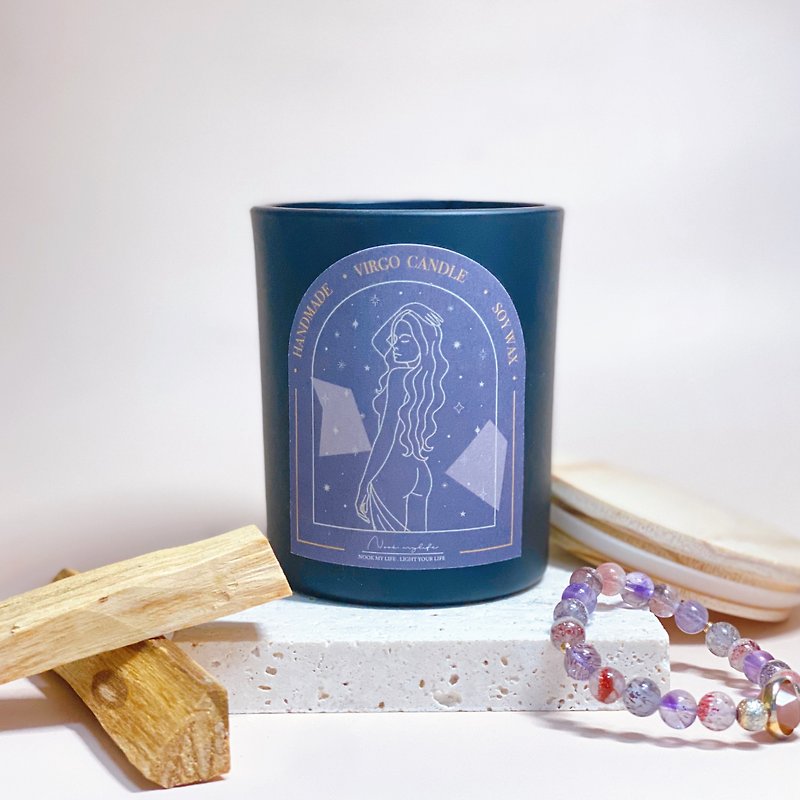 [Free engraving is available] All natural soy Wax-Holy Wood Virgo candle constellation birthday wedding gift