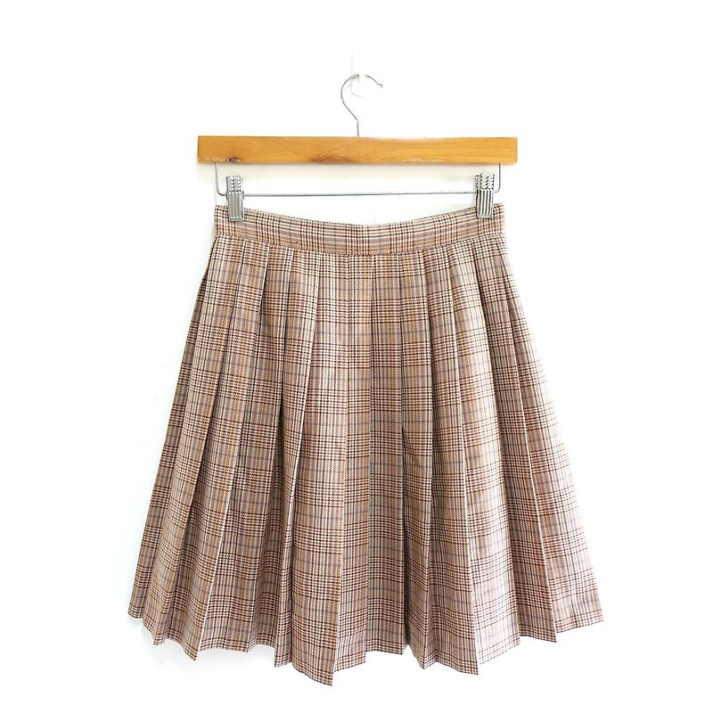 │Slowly│Houndstooth Check-Vintage Skirt│vintage.Retro.Literary.Check - Skirts - Polyester Multicolor