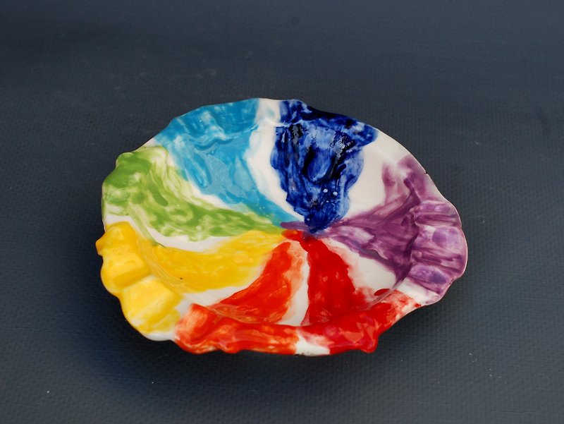 Ceramic ashtray Artist&#x27;s Palette Rainbow figurine Small decorative vase