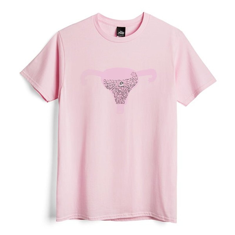 骯髒的小溪 - 粉紅 - 中性版T恤 - 男 T 恤 - 棉．麻 粉紅色