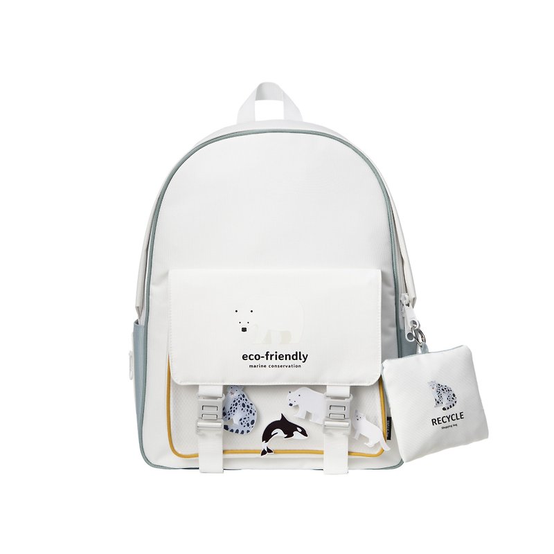 Environmental Protection Series-Polar Guardian-Multi-pocket Waterproof Backpack - กระเป๋าเป้สะพายหลัง - วัสดุอีโค ขาว
