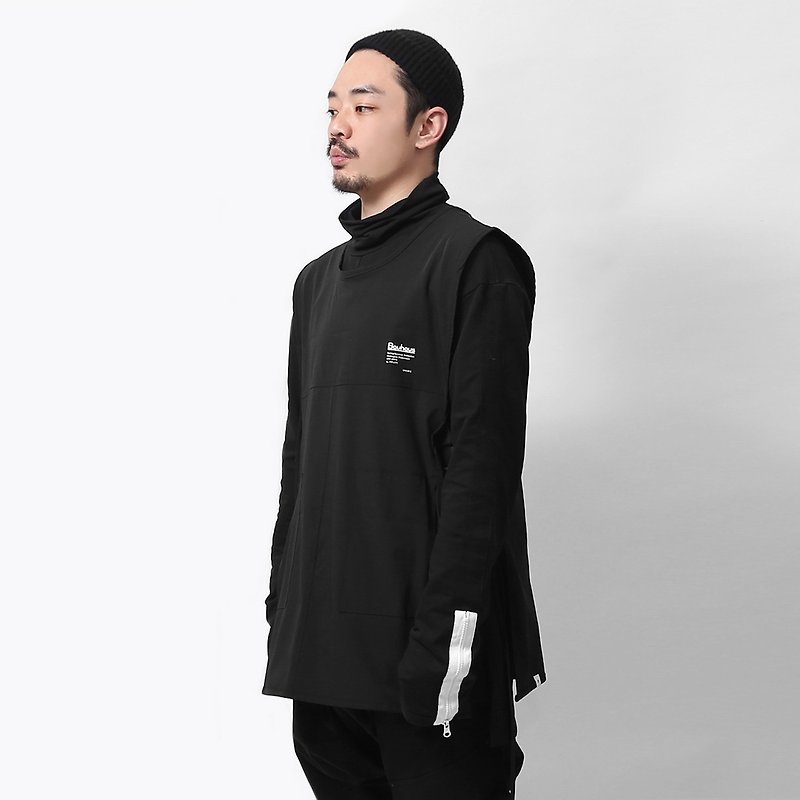 [Ionism] football vest black - เสื้อกั๊กผู้ชาย - เส้นใยสังเคราะห์ สีดำ