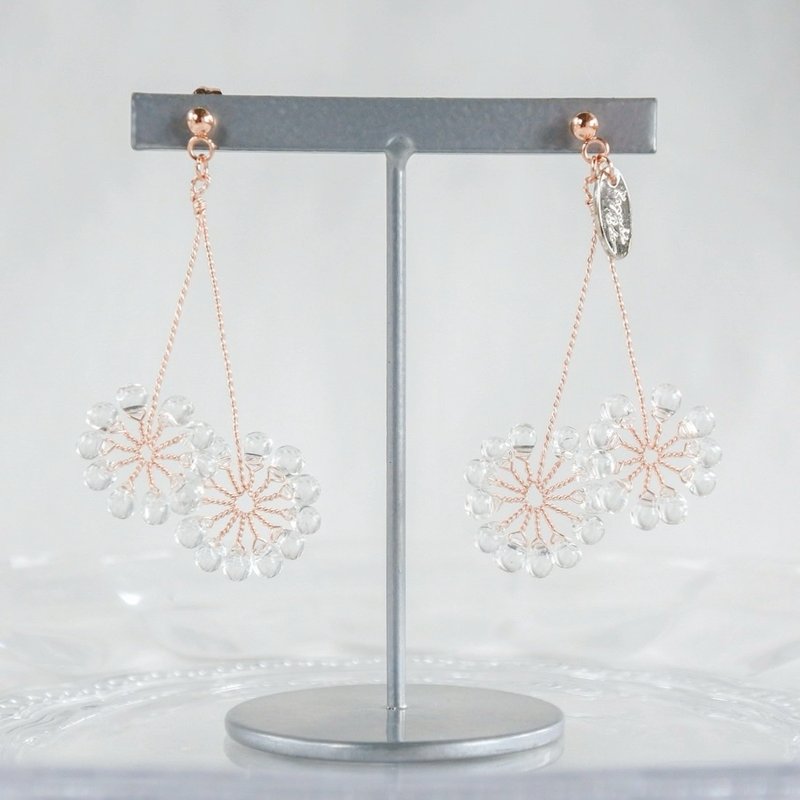 Double Fireworks (Gold)　wire accessory - 耳環/耳夾/耳骨夾 - 其他金屬 粉紅色
