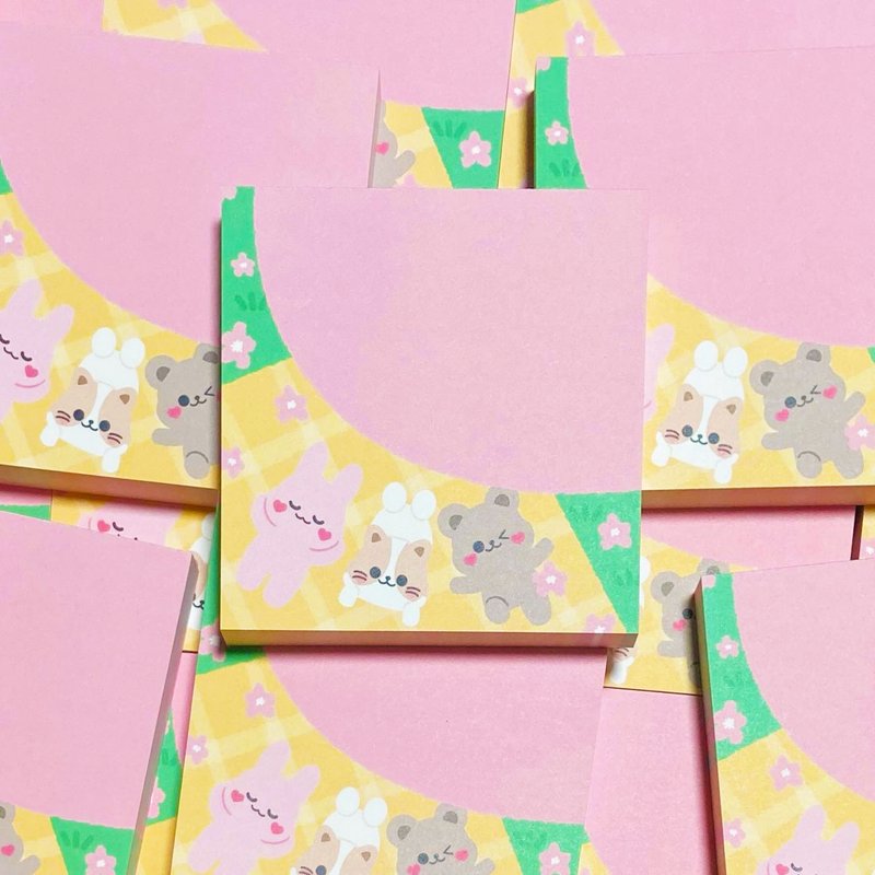 Spring Outing trio memo pad - Korean Cute Diary note pad (lintam) - 便條紙/便利貼 - 紙 多色