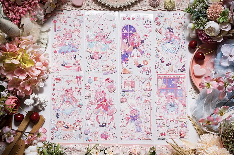 勇闖兔子島 PET 紙膠帶 彩虹水晶 台灣製 10米卷 - 紙膠帶 - 塑膠 粉紅色
