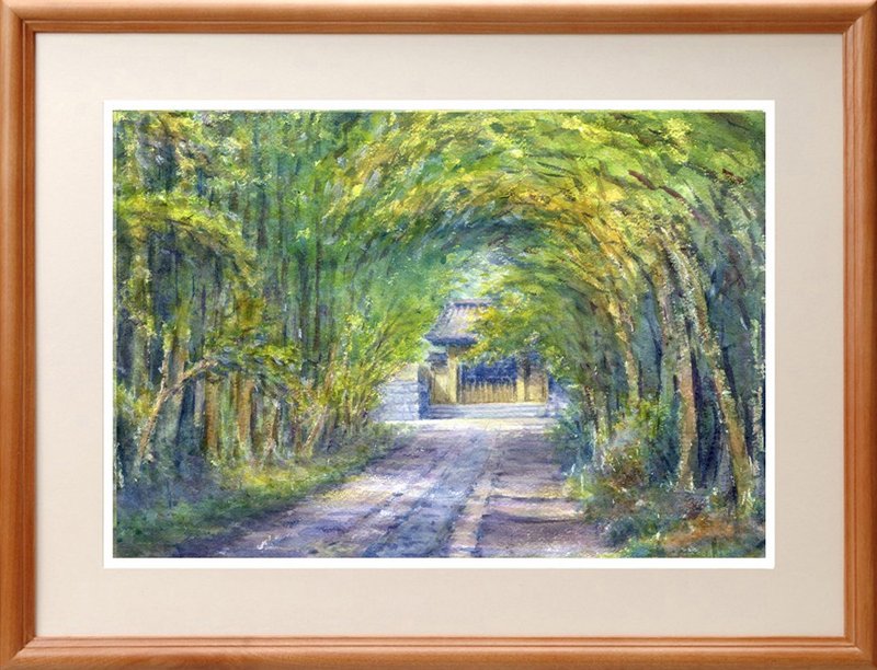 水彩画原画　夏の参道・鎌倉 - 海報/掛畫/掛布 - 紙 綠色