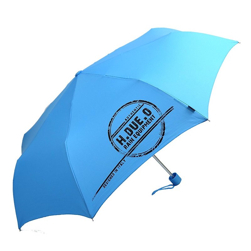 【義大利 H.DUE.O】圖章抗UV三折手開傘 - 雨傘/雨衣 - 防水材質 藍色