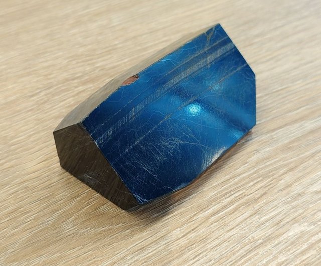 天然石 高品質 ブルータイガーアイ ぷっくりハート❤️台座付きNo.1214