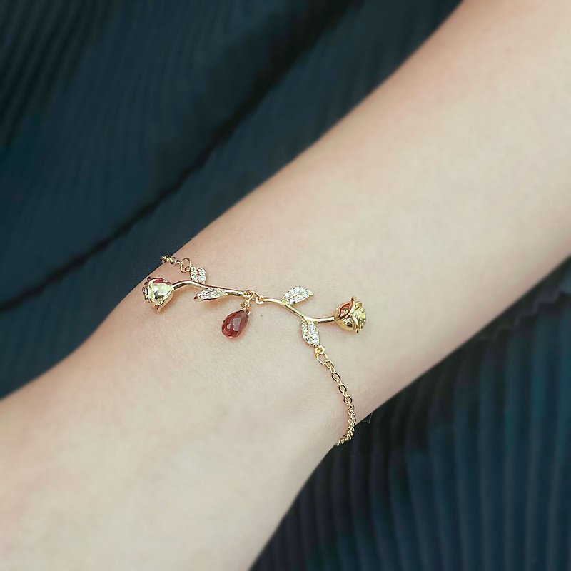 Stone/The Only Little Prince Rose Girl Girlfriend Girlfriend Valentine's Day Gift Box Bracelet B26 - Bracelets - Precious Metals Gold