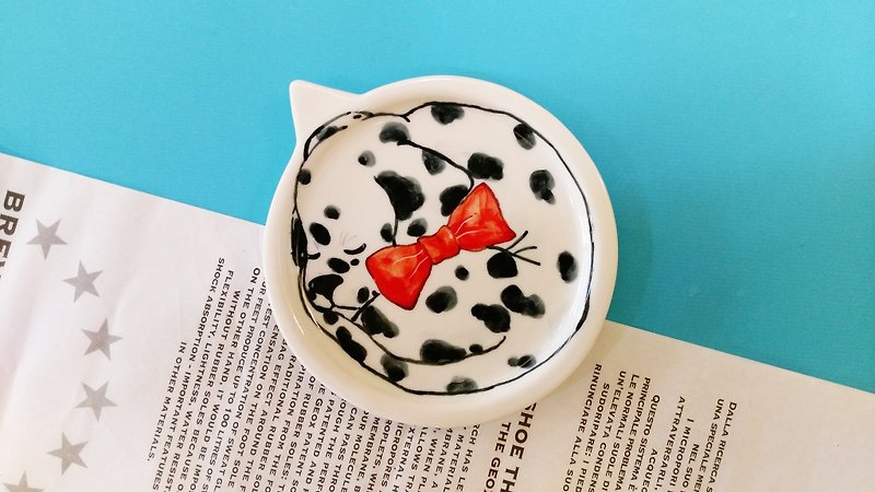Birthday gift preferred Dalmatian dog group underglaze painted pinch pot modeling tray - จานเล็ก - เครื่องลายคราม หลากหลายสี