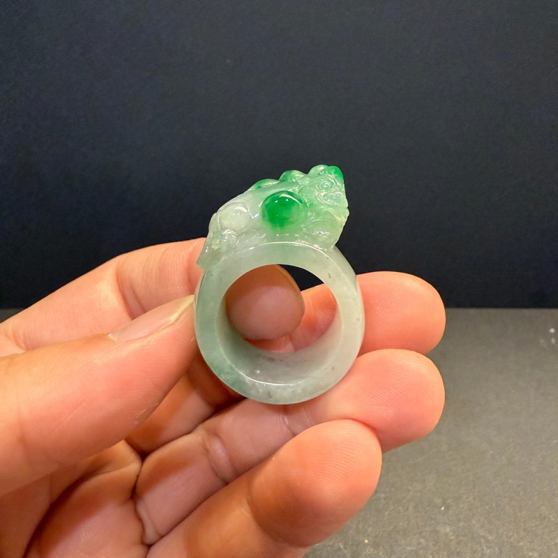 瀚玉珠寶 翠守之環 翡翠貔貅戒指 搶眼翠綠 招財避邪 天然緬甸玉 - 其他 - 玉石 