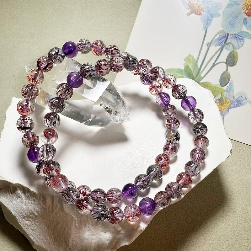 High grade super seven other shore flower venom crystal hand beads - Bracelets - Gemstone Multicolor