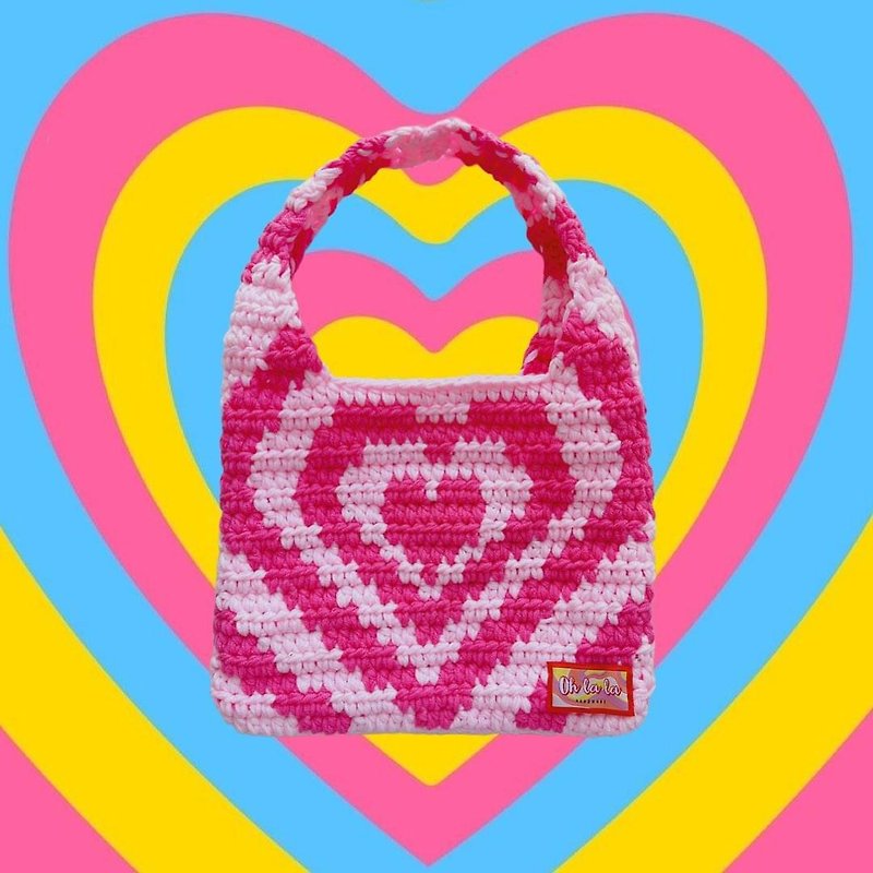 Heart Knit Bag - Handbags & Totes - Cotton & Hemp Multicolor