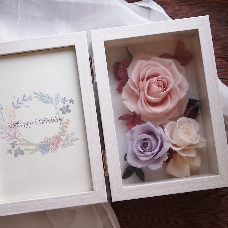 [Temperature of Recall] Marshmallow Non-Withered Flower Eternal Flower Frame Birthday Gift - กรอบรูป - พืช/ดอกไม้ สึชมพู