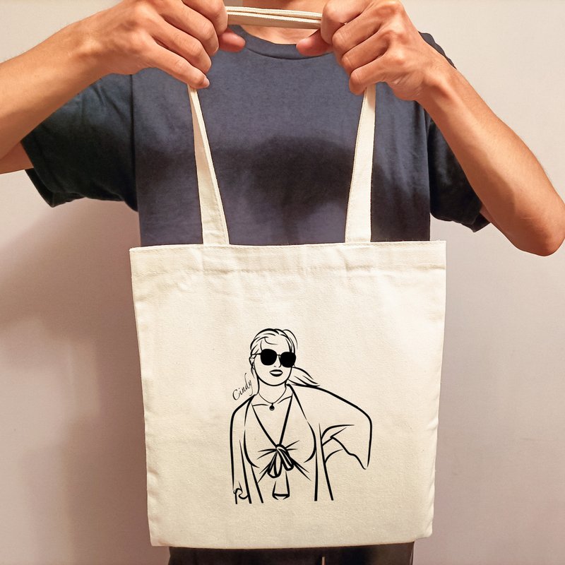 [Customized Like Yan Painting] You can also become a beauty in the net_Canvas tote bag - Handbags & Totes - Cotton & Hemp Multicolor