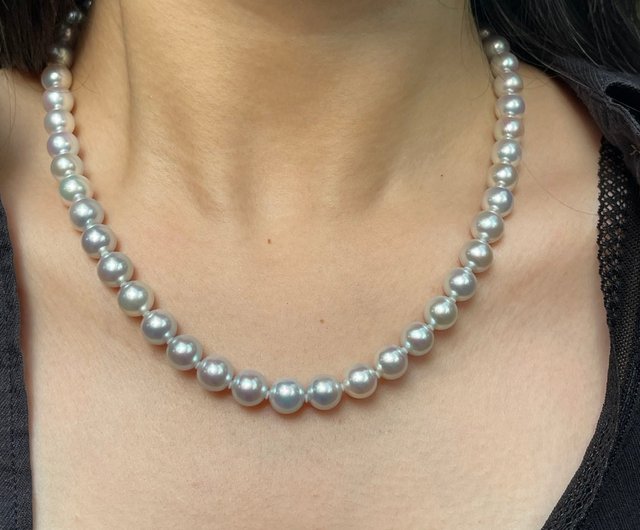 Akoya pearl necklace, natural gray, 8.5mm, uncolored, natural, shining red, akoya  pearl necklace, pearl necklace, uncolored, unilluminated, silver-blue,  commemorative gift - Shop KOKO PEARL JEWELRY Necklaces - Pinkoi