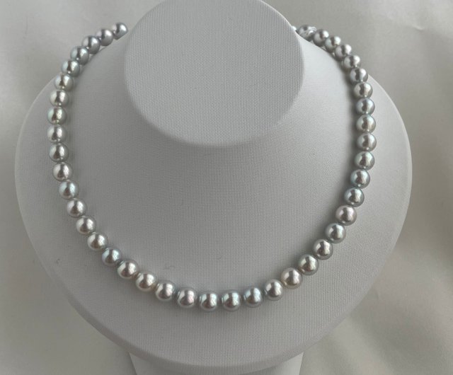 Akoya pearl necklace, natural gray, 8.5mm, uncolored, natural, shining red, akoya  pearl necklace, pearl necklace, uncolored, unilluminated, silver-blue,  commemorative gift - Shop KOKO PEARL JEWELRY Necklaces - Pinkoi