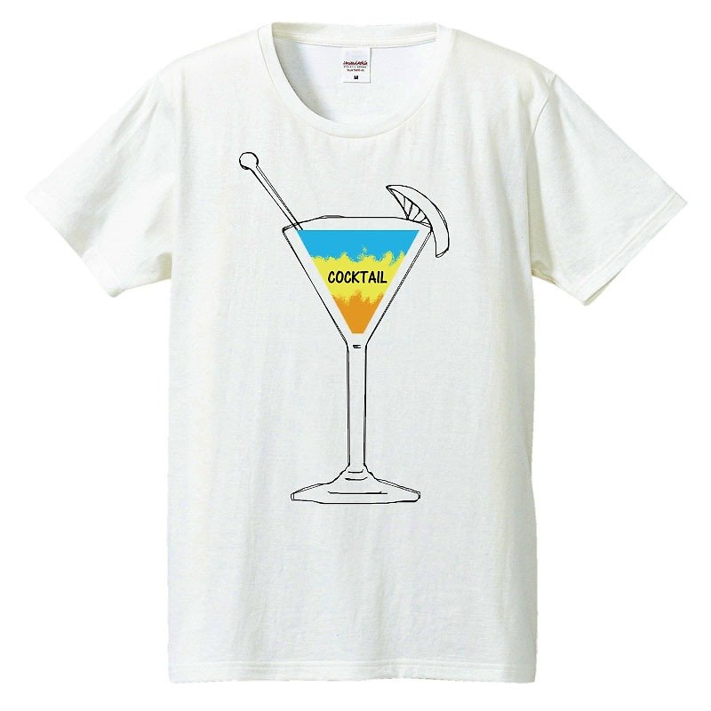 [Tシャツ] Cocktail - 男 T 恤 - 棉．麻 白色