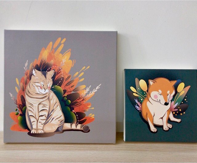 カスタマイズされたペットの絵犬猫電気絵画イラスト油絵キャンバス 