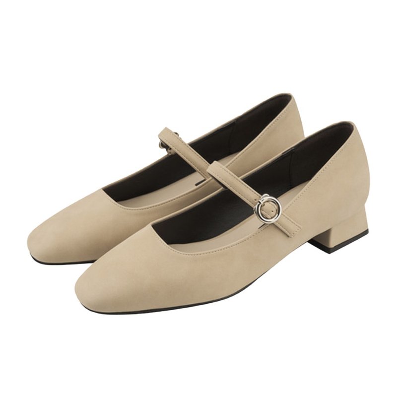 PRE-ORDER SPUR Slim Square Mary Jane QA8024 Beige - รองเท้าหนังผู้หญิง - วัสดุอื่นๆ 