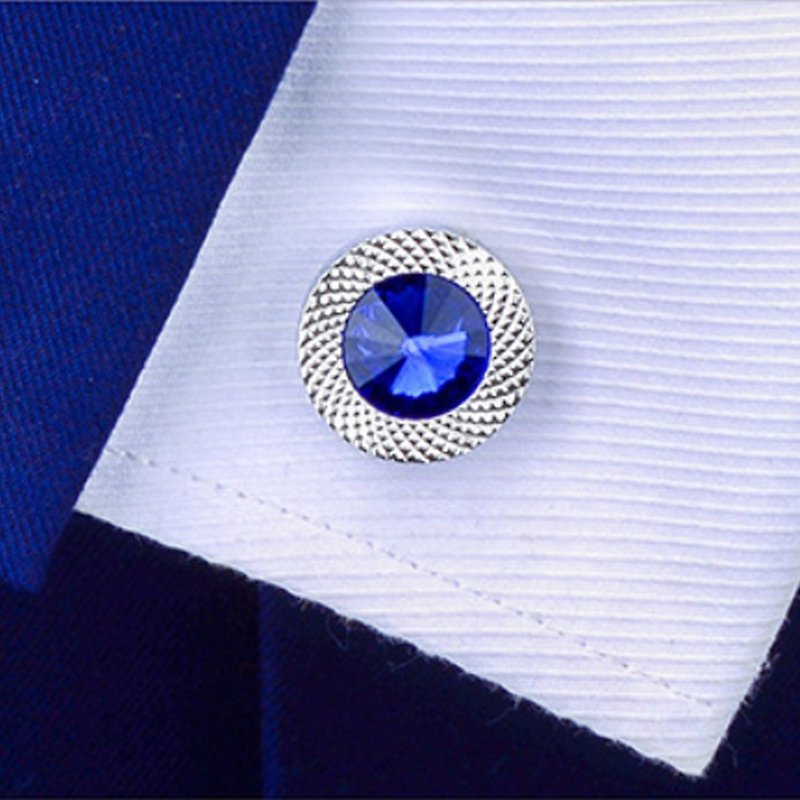 Kings Collection Austrian Crystal Cufflinks KC10005a Blue - Cuff Links - Other Metals Blue