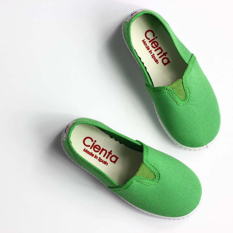 スペイン国籍CIENTA 54000の08緑のキャンバスシューズの大きな男の子、女性の靴のサイズ - スリッポン - コットン・麻 グリーン