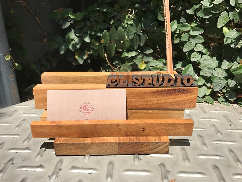 CL Studio [Modern Simple - Geometric Style Wooden Phone Stand / Business Card Holder] N101 - ที่ตั้งบัตร - ไม้ สีนำ้ตาล